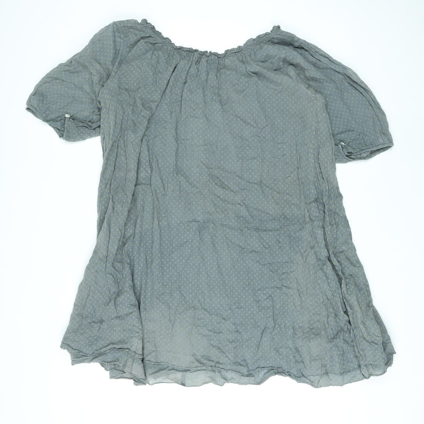Seasons Womens Grey Polka Dot Cotton A-Line Size L Round Neck Pullover