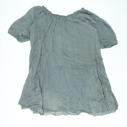 Seasons Womens Grey Polka Dot Cotton A-Line Size L Round Neck Pullover