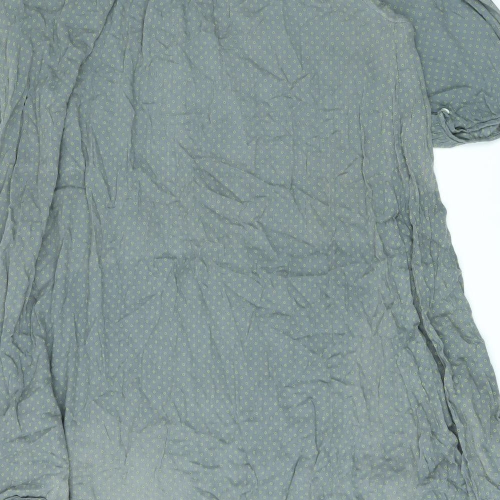 Seasons Womens Grey Polka Dot Cotton A-Line Size L Round Neck Pullover