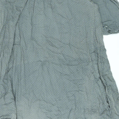 Seasons Womens Grey Polka Dot Cotton A-Line Size L Round Neck Pullover