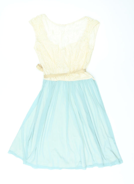 Miss Selfridge Womens Blue Polyester A-Line Size 10 Round Neck Pullover