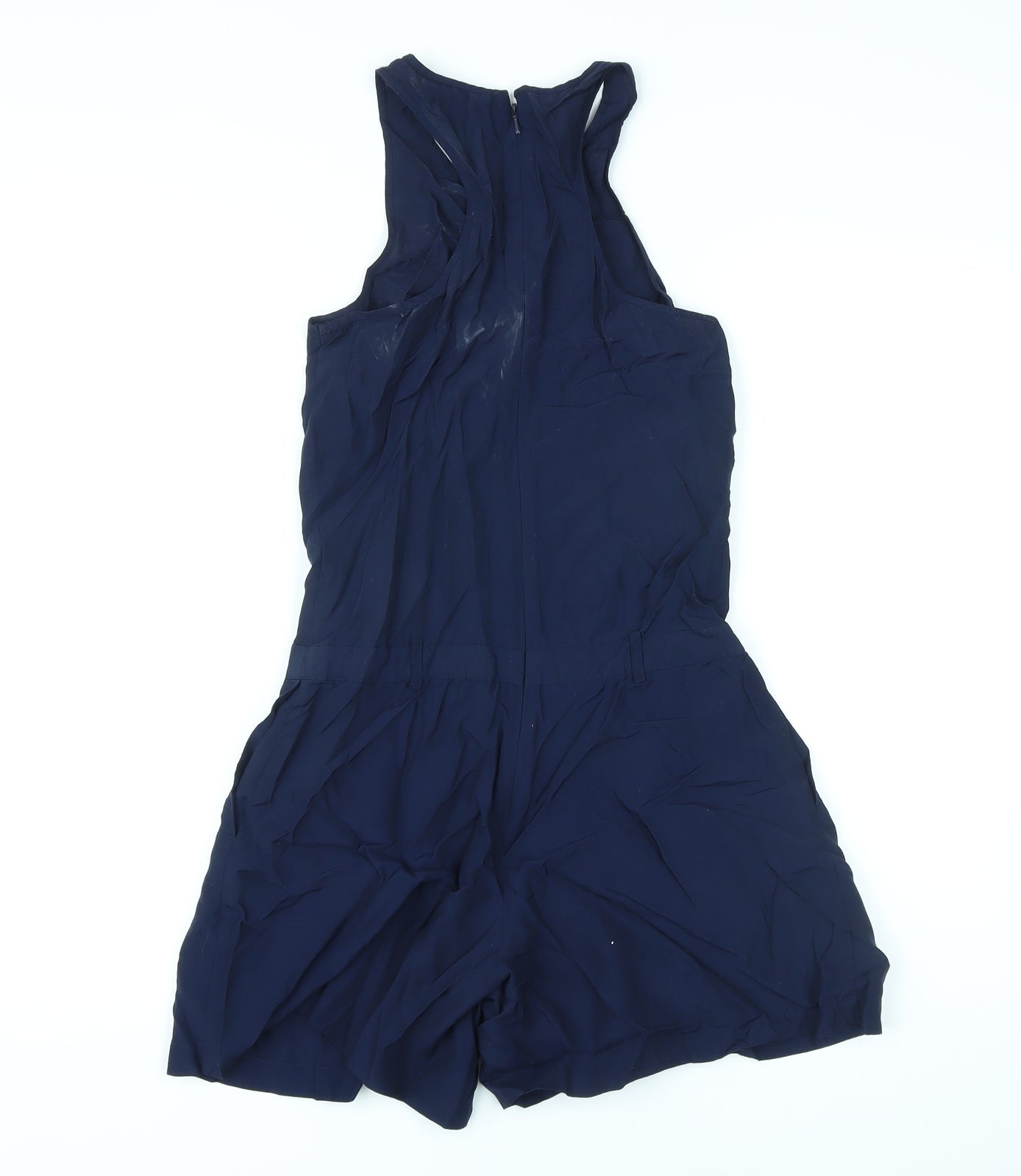 Warehouse Womens Blue Vinyl Playsuit One-Piece Size 8 Zip