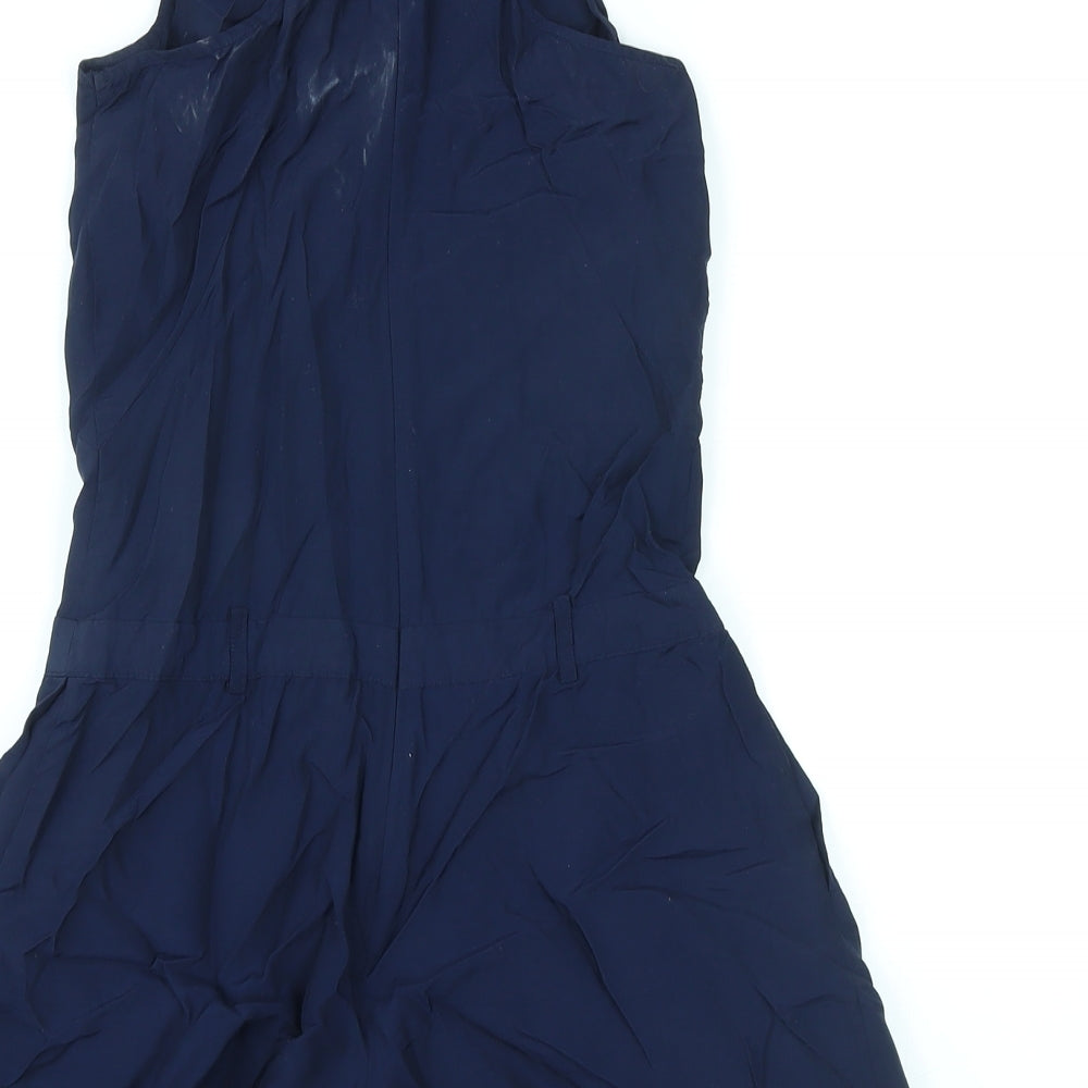 Warehouse Womens Blue Vinyl Playsuit One-Piece Size 8 Zip