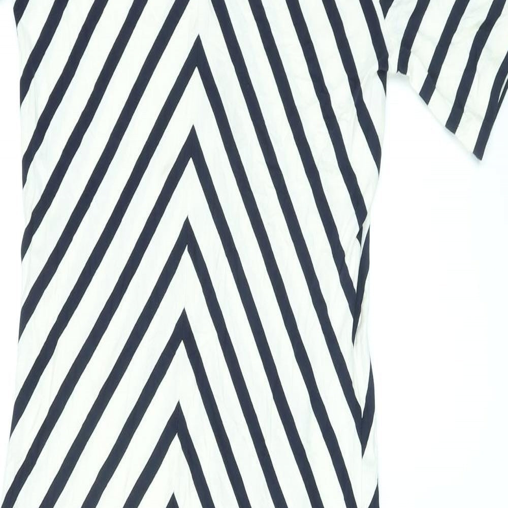 Classic Womens Ivory Geometric Viscose Maxi Size 12 V-Neck Pullover