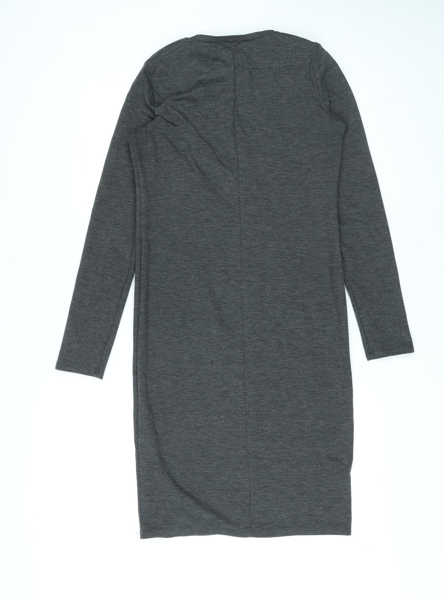Zara Womens Grey Polyester Bodycon Size L Round Neck Pullover