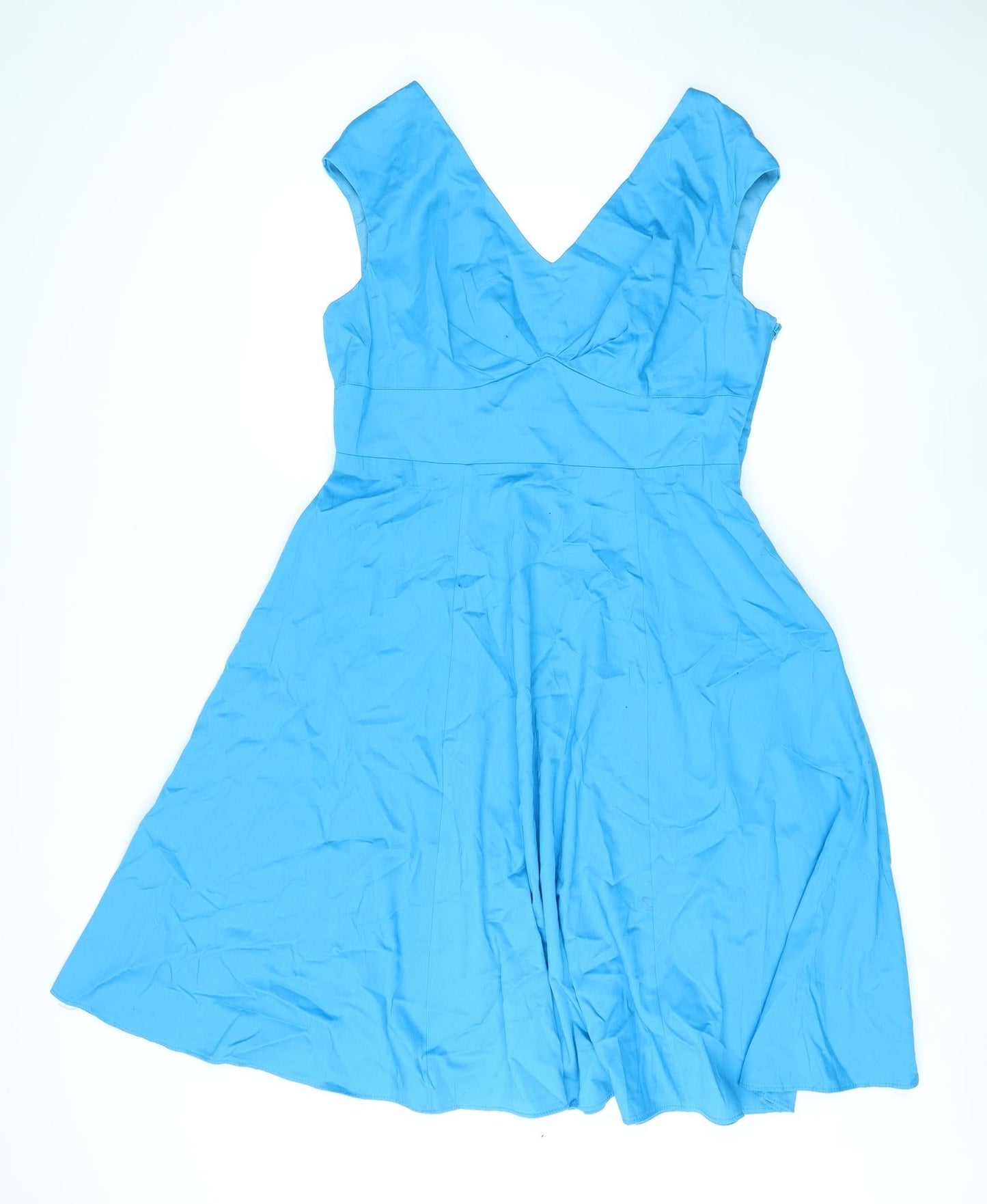 Debenhams Womens Blue Cotton A-Line Size 16 V-Neck Zip