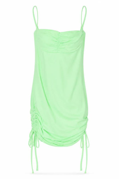 PRETTYLITTLETHING Womens Green Polyester Bodycon Size 10 Square Neck Pullover - Ruched