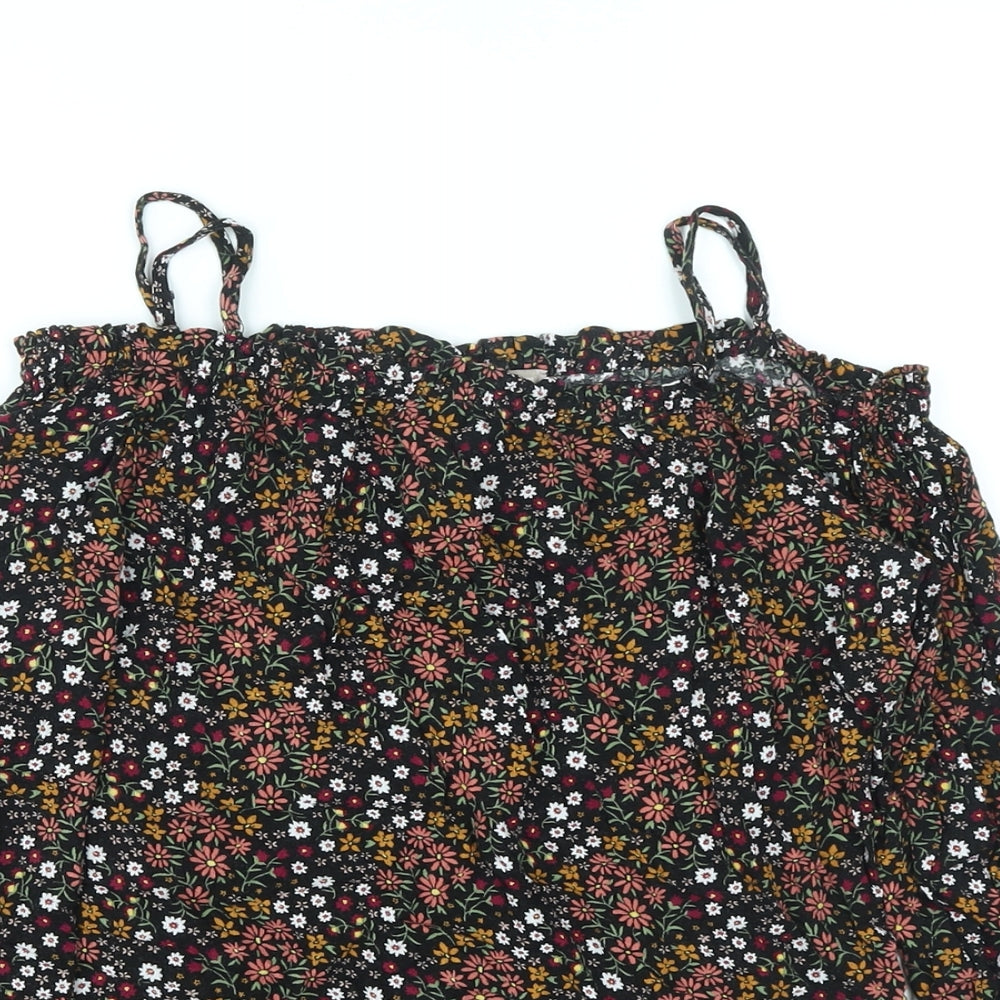 FOREVER 21 Womens Black Floral Polyester Basic Blouse Size XL Off the Shoulder - Cold Shoulder