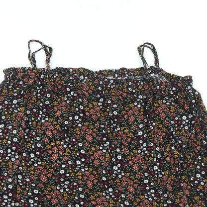 FOREVER 21 Womens Black Floral Polyester Basic Blouse Size XL Off the Shoulder - Cold Shoulder