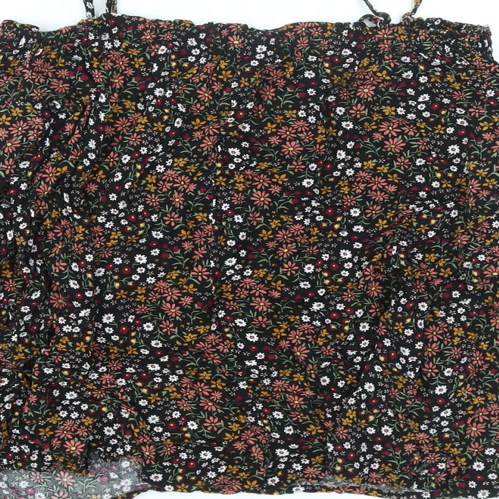 FOREVER 21 Womens Black Floral Polyester Basic Blouse Size XL Off the Shoulder - Cold Shoulder