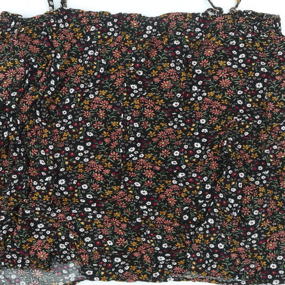 FOREVER 21 Womens Black Floral Polyester Basic Blouse Size XL Off the Shoulder - Cold Shoulder