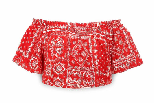 Womens UK Size 6 Select Red Cropped Blouse