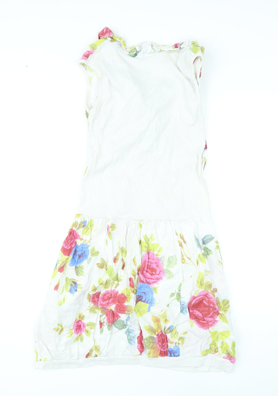 New Collection Womens Multicoloured Floral Linen Mini Size M V-Neck Pullover