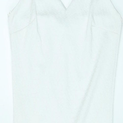 River Island Womens White Polyester Bodycon Size 8 V-Neck Pullover