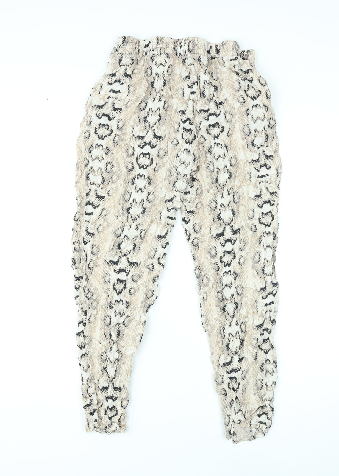 Divided by H&M Womens Beige Animal Print Viscose Trousers Size 10 L23 in Regular - Snake Skin Print