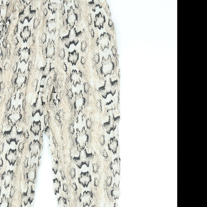 Divided by H&M Womens Beige Animal Print Viscose Trousers Size 10 L23 in Regular - Snake Skin Print