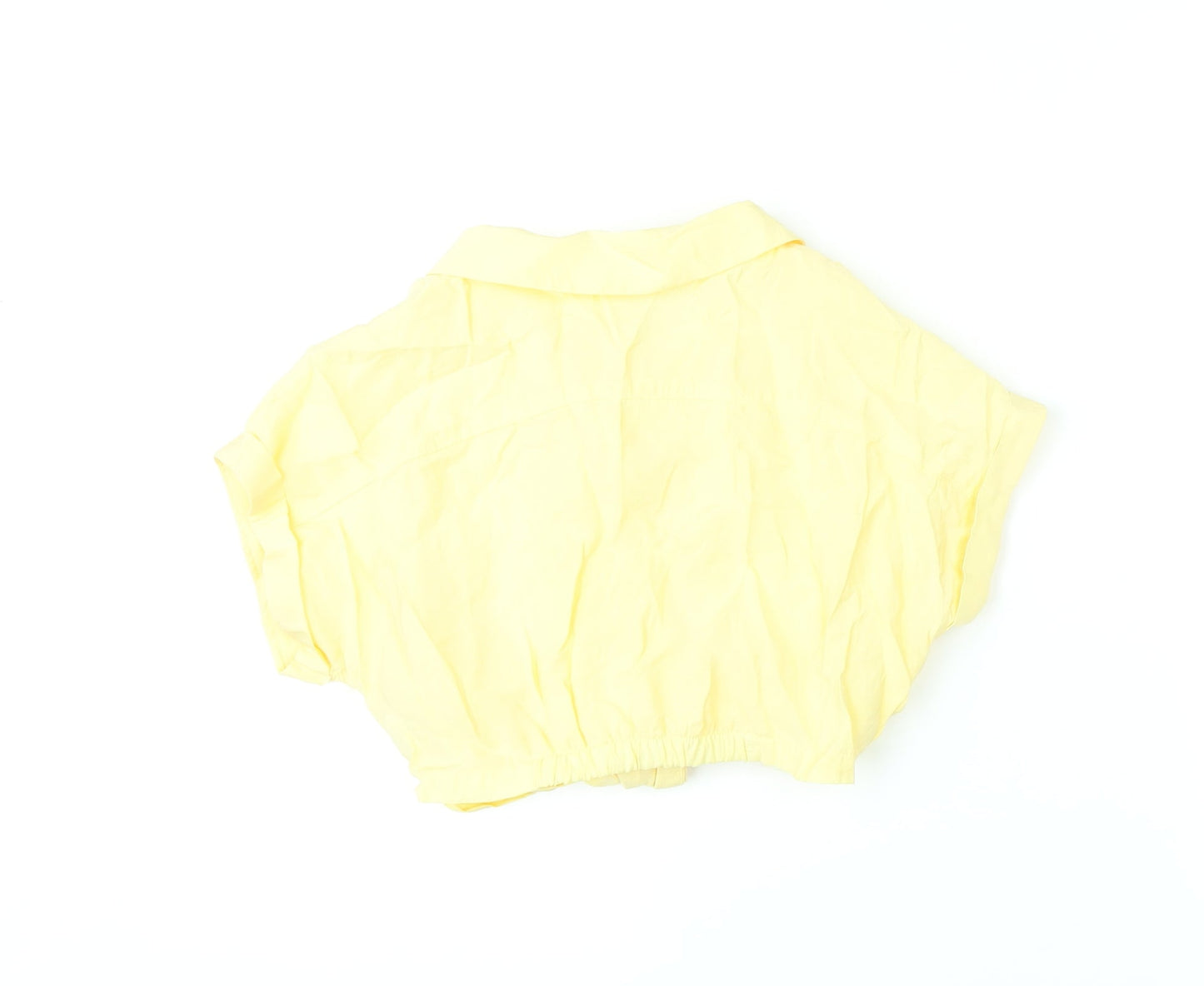 Zara Girls Yellow Modal Cropped Button-Up Size 6-7 Years Collared Button