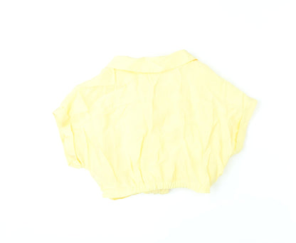 Zara Girls Yellow Modal Cropped Button-Up Size 6-7 Years Collared Button