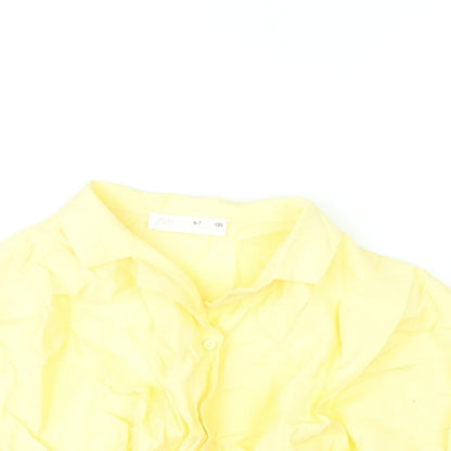 Zara Girls Yellow Modal Cropped Button-Up Size 6-7 Years Collared Button