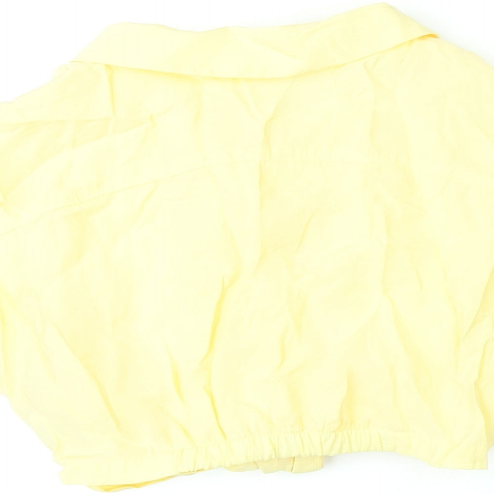 Zara Girls Yellow Modal Cropped Button-Up Size 6-7 Years Collared Button