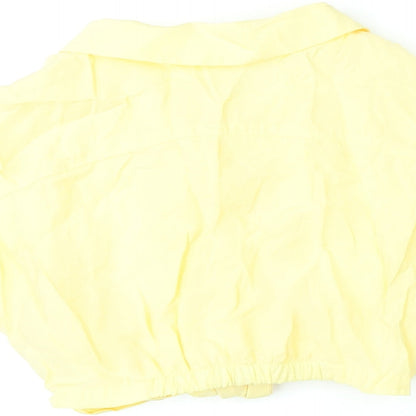 Zara Girls Yellow Modal Cropped Button-Up Size 6-7 Years Collared Button