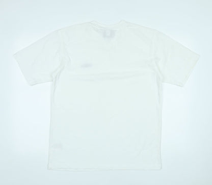 Umbro Mens White Polyester Basic T-Shirt Size L V-Neck Pullover - Logo