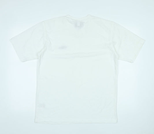 Umbro Mens White Polyester Basic T-Shirt Size L V-Neck Pullover - Logo
