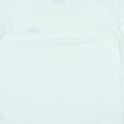 Umbro Mens White Polyester Basic T-Shirt Size L V-Neck Pullover - Logo