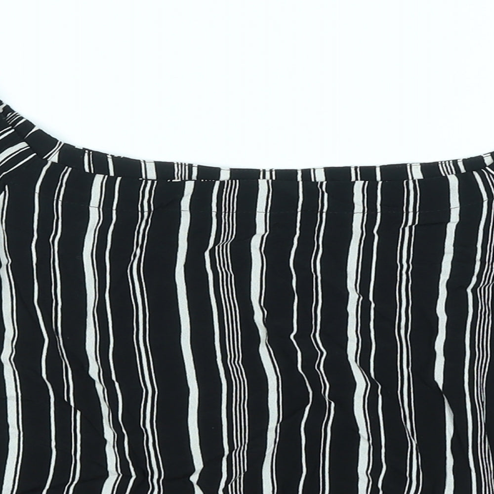 New Look Womens Black Striped Viscose Basic Blouse Size 8 Off the Shoulder