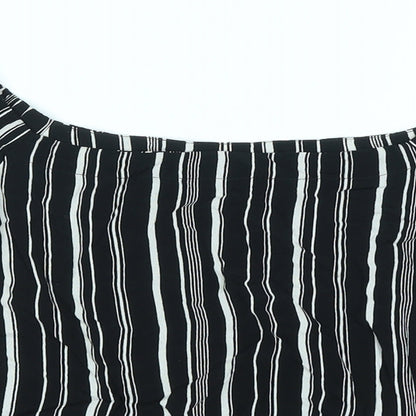 New Look Womens Black Striped Viscose Basic Blouse Size 8 Off the Shoulder