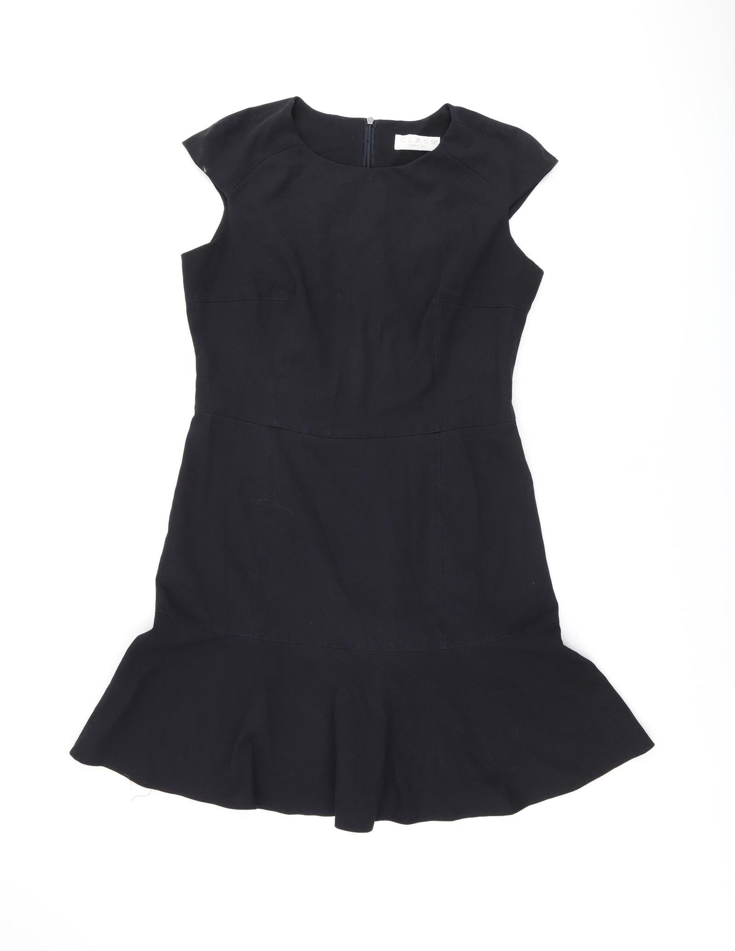 CLASS Womens Black Polyester Skater Dress Size 12 Round Neck Zip