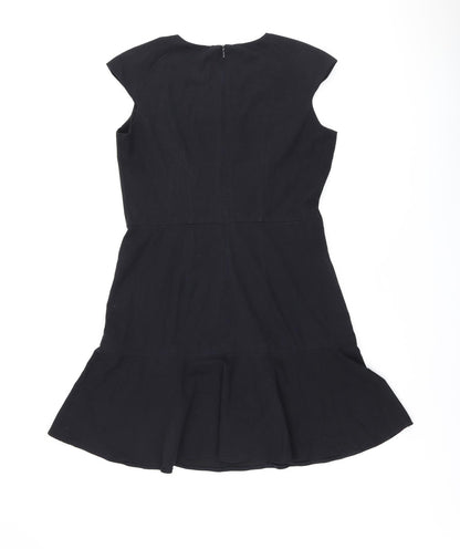 CLASS Womens Black Polyester Skater Dress Size 12 Round Neck Zip
