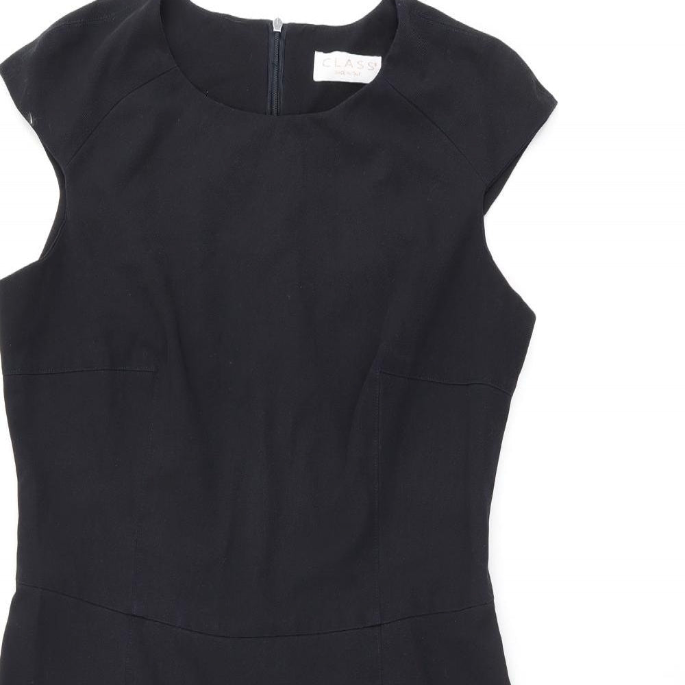 CLASS Womens Black Polyester Skater Dress Size 12 Round Neck Zip