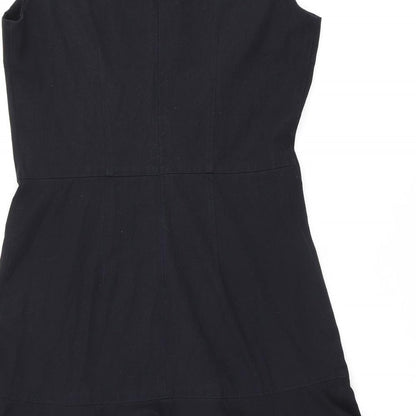 CLASS Womens Black Polyester Skater Dress Size 12 Round Neck Zip