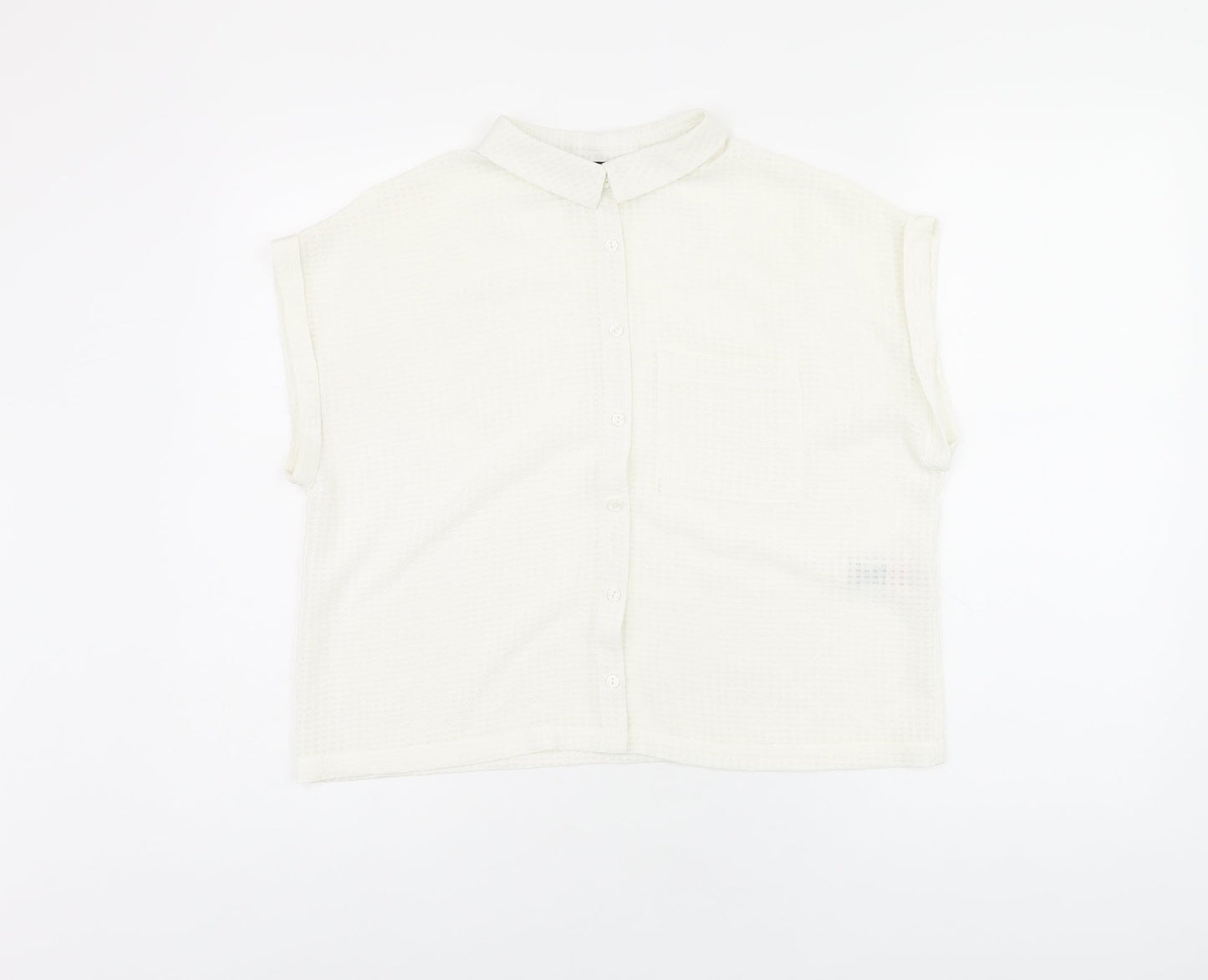 Womens UK Size 10 New Look White Basic Button-Up