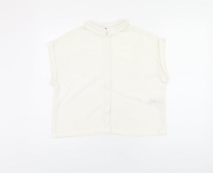 Womens UK Size 10 New Look White Basic Button-Up