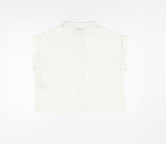 Womens UK Size 10 New Look White Basic Button-Up