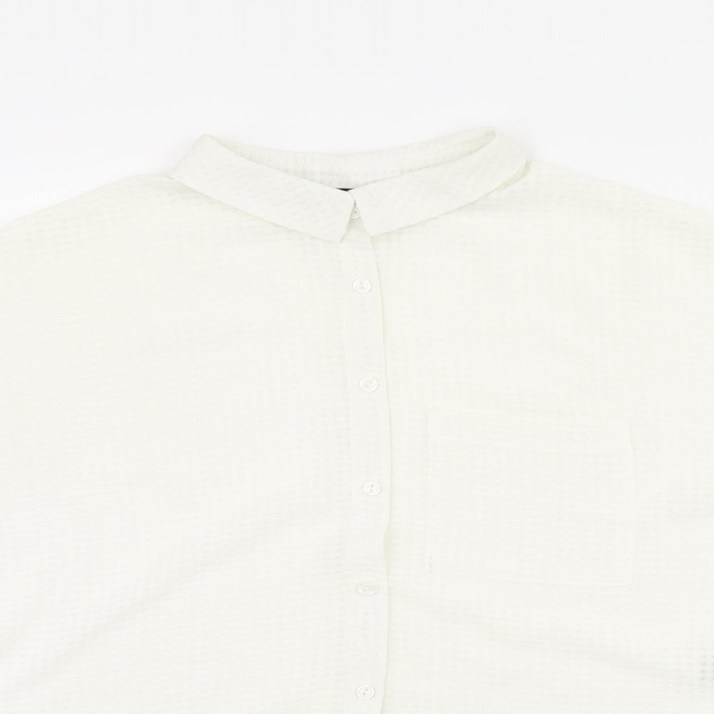Womens UK Size 10 New Look White Basic Button-Up