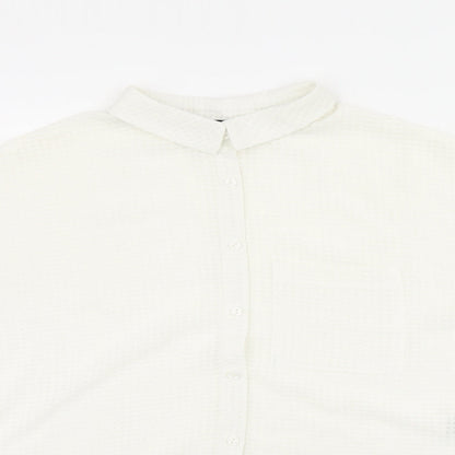 Womens UK Size 10 New Look White Basic Button-Up
