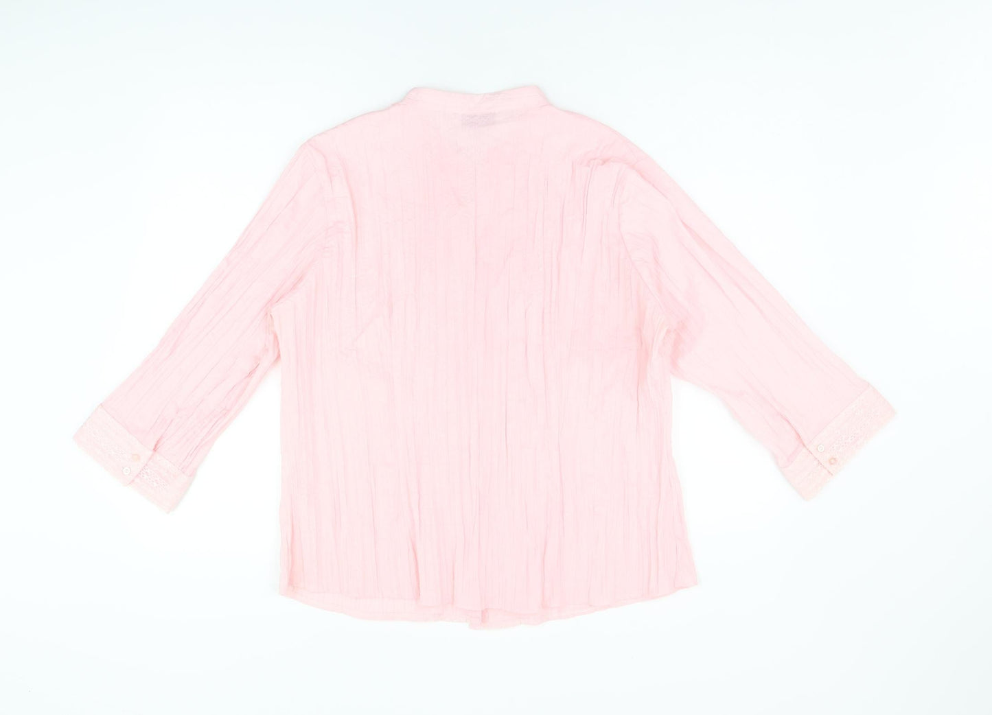 Bonmarché Womens Pink Polyester Basic Button-Up Size 18 V-Neck