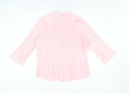 Bonmarché Womens Pink Polyester Basic Button-Up Size 18 V-Neck
