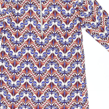 ICHI Womens Multicoloured Geometric Polyester Shift Size S Boat Neck Zip