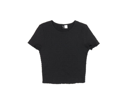 Womens UK Size S H&M Black Cropped T-Shirt