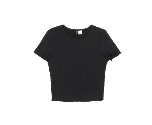 Womens UK Size S H&M Black Cropped T-Shirt