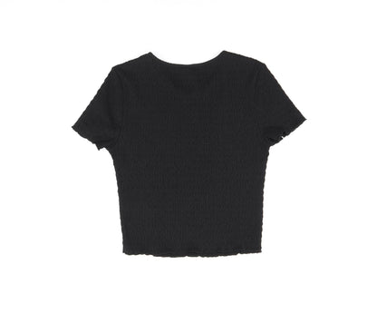 Womens UK Size S H&M Black Cropped T-Shirt