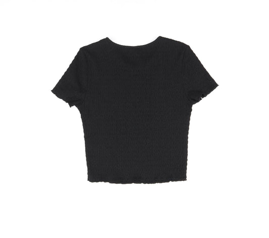 Womens UK Size S H&M Black Cropped T-Shirt
