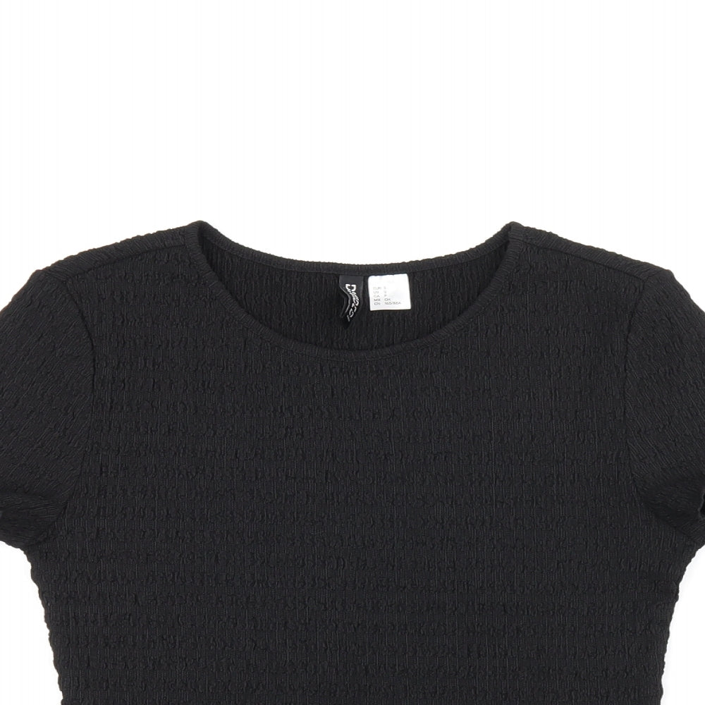Womens UK Size S H&M Black Cropped T-Shirt