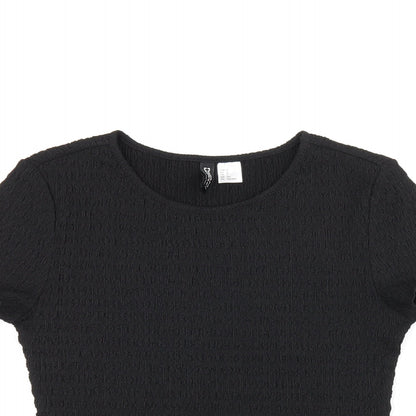 Womens UK Size S H&M Black Cropped T-Shirt