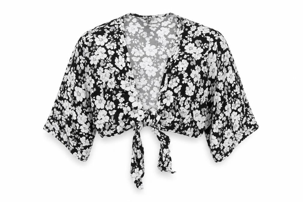 Womens UK Size 6 New Look Black Wrap Blouse