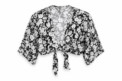 Womens UK Size 6 New Look Black Wrap Blouse